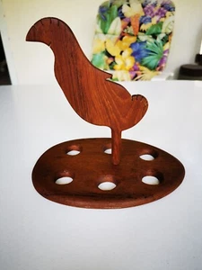 Eier Ständer Servier Platte /Teller Frühstück Tisch Deko Holz mit Vogel - Bild 1 von 5