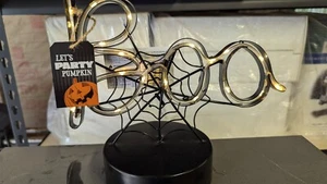Halloween Metal Spiderweb  BOO Light Table Shelf 11x8 Approx Brand New  - Picture 1 of 2