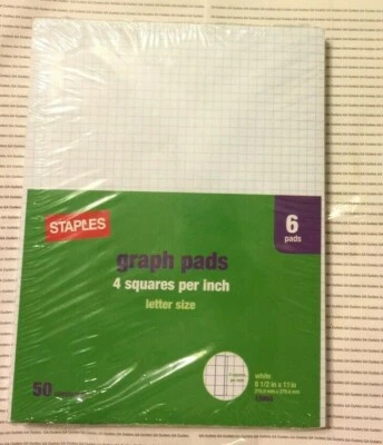 Staples Graph Pads 8.5" x 11" Graph White 50 Sheets/Pad 18606 - Image 1 of 3