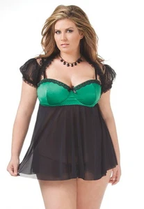 Violet London sexy Negligee Babydoll Style grün und schwarz - Bild 1 von 16