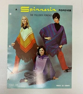 SPINNERIN POPOVER THE PULLOVER PONCHOS FOLIO 304 KNIT & CROCHET  - Picture 1 of 1