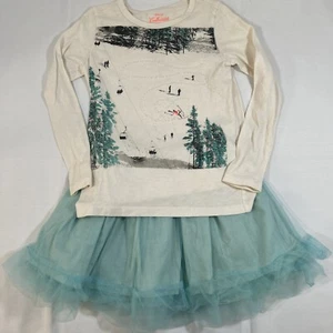 Crewcuts Girls 2 Piece Set Tutu And Top Ski Teal Winter Size 8 *see Description - Picture 1 of 10