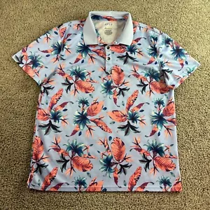 Apt 9 Performance Golf Polo Shirt Mens Large Blue Pink Hawaiian Premier Flex - Picture 1 of 8
