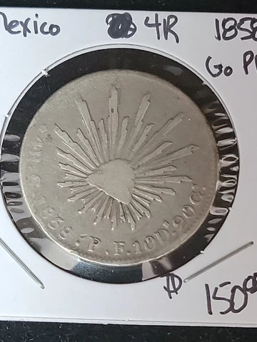 1858 Go PF Mexico 4 Reales. Nice coin Cover
