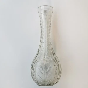 FTD Flower Vase Clear Glass Embossed Floral Pattern Textured Surface - Picture 1 of 11