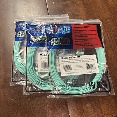 3 Lot Tripp-Lite N820-10M (10Gb Duplex MM 50/125 Fiber Patch Cable, 10m) OM3 - Image 1 of 2