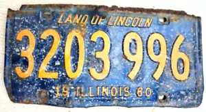 1960 ILLINOIS 3203 996 License Plate - Picture 1 of 2