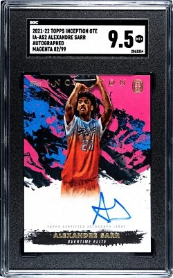 2021 TOPPS INCEPTION OVERTIME AUTO CARD  ALEX SARR RC PINK 82/99 SGC 9.5 - Image 1 of 2