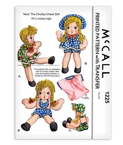 NINA Doll Sewing Pattern McCall 1225 Chubby Cheek Sun Suit Bonnet Vintage Rag - Picture 1 of 2