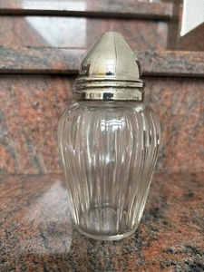 Vintage Zuckerstreuer aus Glas, Metalldeckel - Bild 1 von 6