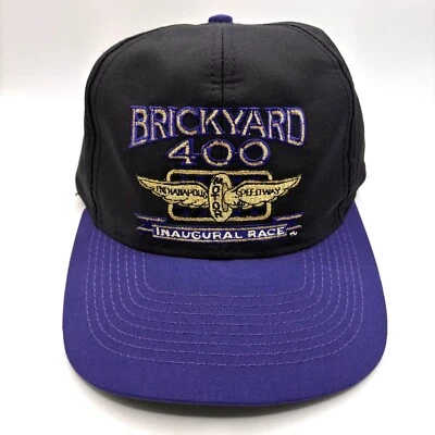 VTG Brickyard 400 Inaugural Race Snapback Hat Black & Purple Embroidered Logo 7 - Image 1 of 4
