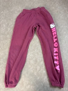 Sanrio Hello Kitty Womens Pockets Mid Rise Cotton Blend Burgundy Sweatpants XS - Picture 1 of 7