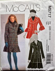 MCCALLS PATTERN 5717  LINED COAT JACKETS MISSES SIZES 4 6 8 10 12  UNCUT NEW  FF - Picture 1 of 2