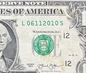June 11, 2010 / November 6, 2010 (L 06112010 S) Birthday Note $1 One Dollar Bill - Picture 1 of 3