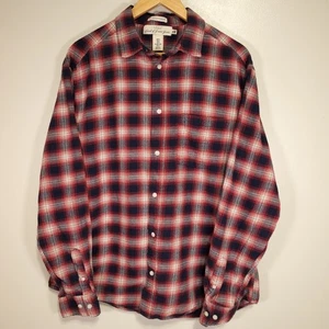 H&M L.O.G.G. Flannel Shirt Men's XL Red Blue Plaid Long Sleeve 100% Cotton - Picture 1 of 7
