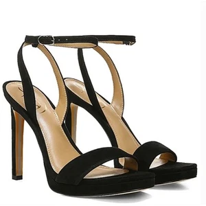 Sandalias Sam Edelman Jade Tacones 11 Negras Nuevas sin Etiquetas Gamuza Plataforma Cápsula Minimalista - Imagen 1 de 10