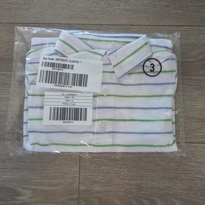Polo The Slub Janie And Jack Boys tamanho 3 branco/verde  - Imagem 1 de 2