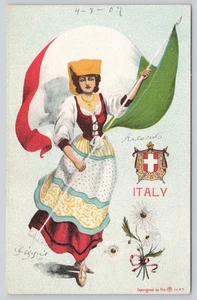 Postcard Italian Flag Girl 1907 Italy National Costume - Edward Henry Pfeiffer - Picture 1 of 4