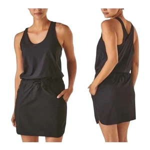Vestido Patagonia Mujer Pequeño Negro Flota con Corbata Cintura Mini Gorpcore Athleisure - Imagen 1 de 11