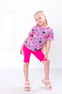 Girls’ Clothing Set – Printed T-Shirt & Elastic Bike Shorts, Comfortable & St... - Picture 1 of 2
