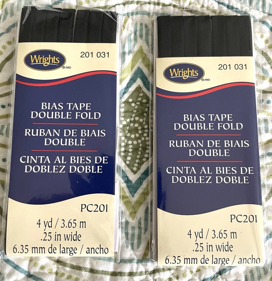 Wrights Bias Tape Pc201 Double Fold Black 201 031