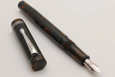 Pluma Estilográfica Click Renaissance Cuerpo Ebonita Azul Teal y Marrón Nueva En Caja Foto 1 de 3