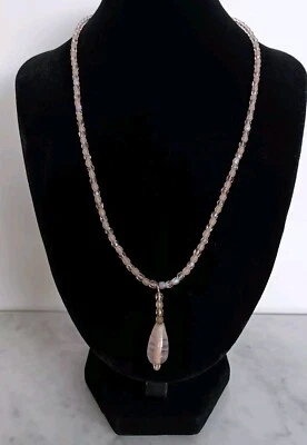 Colar gargantilha pingente lágrima prata esterlina 925 e quartzo rosa 16" - Imagem 1 de 4