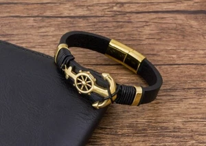 Pulsera Para Hombre Vintage Leather Brazalete Regalos Hombre Moda Elegante - Picture 1 of 8