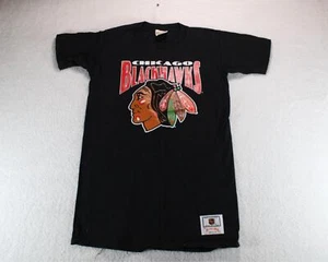 Vintage Chicago Blackhawks NHL Nutmeg Mills Youth Large T-Shirt Black - Picture 1 of 5