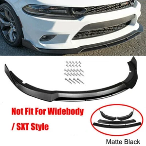 Set Matt Black Front Bumper Lip Splitter Spoiler For 2015-22 Dodge Charger SXT - Picture 1 of 11
