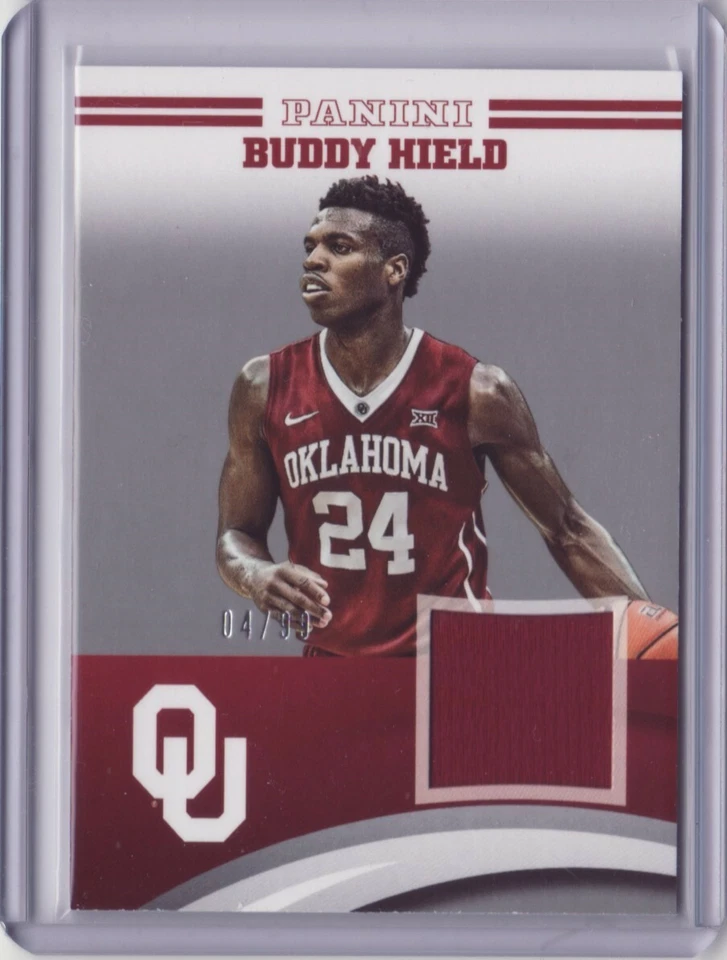 Camiseta deportiva Panini Collegiate Oklahoma 2016 plateada #BH1 Buddy Hield/99 - plana S/H Foto 1 de 3