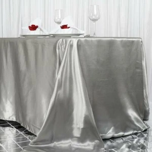 90x156" SATIN Rectangular Large Tablecloths Wedding Party Catering Decorations - Picture 1 of 174