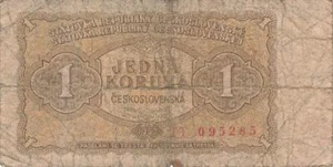 Tschechoslowakei Czechoslovakia 1 Koruna 1953 gebraucht -Serie TT- - Bild 1 von 2
