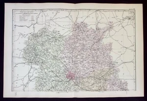 SHROPSHIRE, original antique Victorian county map on 2 sheets, Bacon, 1890 - Picture 1 of 8
