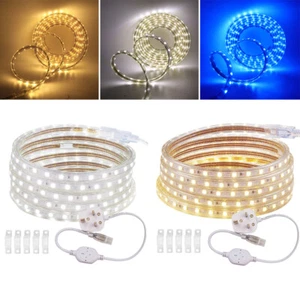 220V LED Strip Lights Lamp Flexible Band Rope Wire Under Cabinet Lighting Garage - Picture 1 of 15