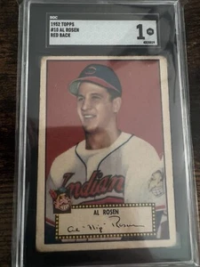 1952 Topps Al Rosen #10 (Red Back) SGC 1 - Picture 1 of 2
