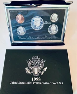1998-S United States Mint Premier 5-Coin Silver Proof Set in Book Case OGP,COA - Picture 1 of 7