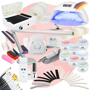 Starter Set Nagel UV LED Farb Gel Lampe Fräser Studio Nail Art Glimmer Glitter - Bild 1 von 33