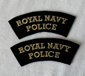 2 Retro British Royal Navy Police Cloth Patch Shoulder Title Badges - Picture 1 of 3