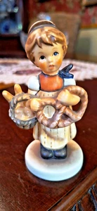 Vintage Signed 1996 Hummel Figurine #2004 "Pretzel Girl" bread basket & pretzel - Picture 1 of 11