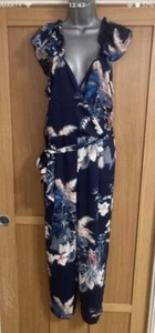 Miss Selfridge Womens UK 12 Blue Floral Jumpsuit - Picture 1 of 3