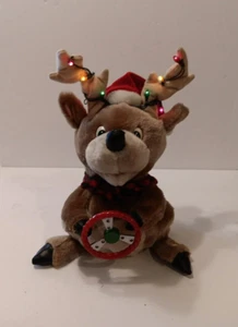 GEMMY MUSICAL LIGHT UP REINDEER PLUSH 10" Battery Operated - Picture 1 of 6