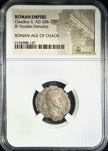 Roman Empire Claudius II AD 268-270 BI Double Denarius NGC Roman Age Of Chaos - Picture 1 of 2