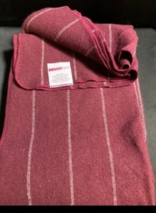 Vintage MARKAIR 60% Wool/40% Acrylic Blanket/Throw Burgundy with White Stripes. - Picture 1 of 2