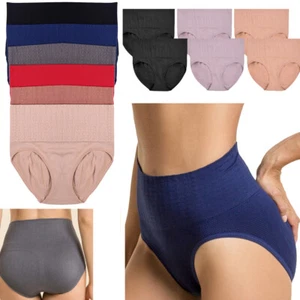 6 Pk Slimming High Waist Tummy Control Solid Color Briefs Panties Shapewear - Picture 1 of 1
