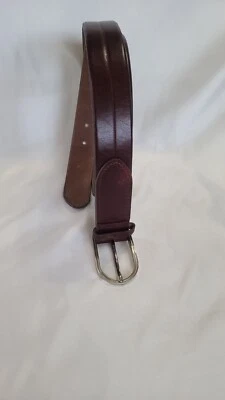 Men’s Leather Belt L Waist 39" Long 46" Handmade Top Grade Cowhide Dark Cherry - Image 1 of 4
