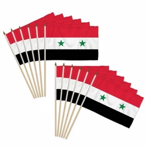 12pc Pack of Syria 12x18in Syrian Handheld Country Stick Flags - Picture 1 of 2