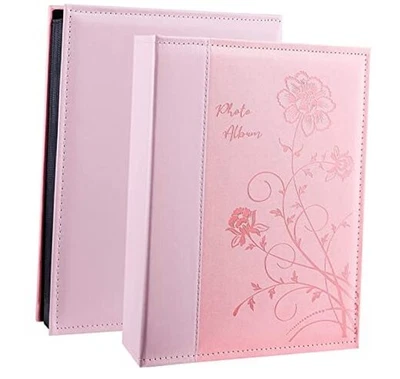  Álbum de fotos 4x6 300 fotos, couro de capacidade extra grande 300 bolsos rosa - Imagem 1 de 4
