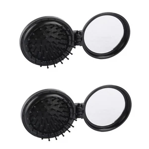 2 Pezzi Specchio da Viaggio Pieghevole Portatile Viaggio Massaggiante Pettine Mini Tascabile Trucco  - Foto 1 di 5