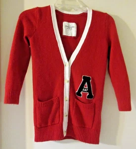 Vintage Abercrombie & Fitch Red White Cardigan Collegiate Y2K Preppy Women sz XS - Picture 1 of 13